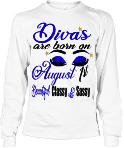 Womens Leo Divas Are Born On August 1St Birthday Shirt