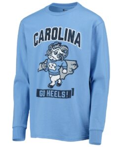 Youth Champion Carolina Blue North Carolina Tar Heels Strong Mascot Team Shirt Gifts for NCAA Fans