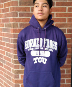 Champion TCU Horned Frogs Mens Dad Pill Long Sleeve Hoodie TCU Shirt Sweatshirt Hoodie Reprinted Full Size Gifts for NCAA Fans
