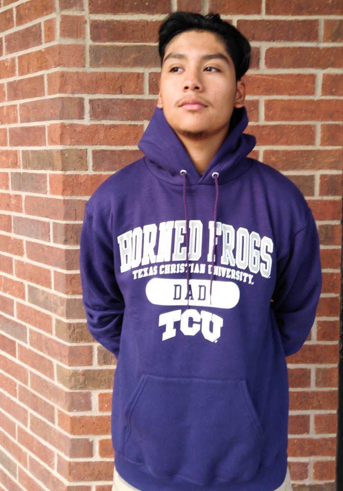 Champion TCU Horned Frogs Mens Dad Pill Long Sleeve Hoodie TCU Shirt Sweatshirt Hoodie Reprinted Full Size Gifts for NCAA Fans