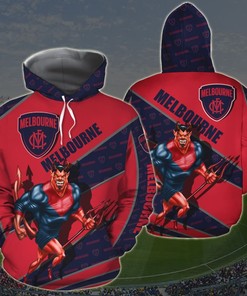 Customized 3D Printed Melbourne Football Club Hoodie With Mascot-Kc - Afl Zip-Up Hoodie