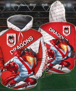 Customized 3D Printed St. George Illawarra Dragons Hoodie - Nrl Zip-Up Hoodie
