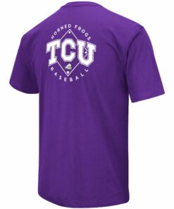 Men's Colosseum TCU Horned Frogs Baseball On Deck 2 Hit T-Shirt, University Football Fan Shirt, TCU Shirts Gift for Fans
