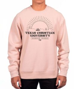Men's Pink TCU Horned Frogs Premium Heavyweight Pullover Sweatshirt, University Football Fan Shirt, TCU Shirts Gift for Fans