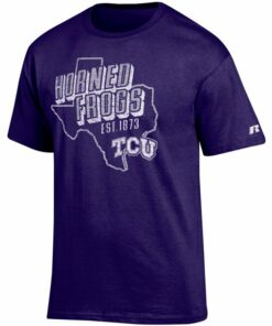 Men's Russell Athletic TCU Horned Frogs Distressed Wordmark T-Shirt, University Football Fan Shirt, TCU Shirts Gift for Fans