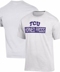 Men's Russell Athletic White TCU Horned Frogs Secondary Color T-Shirt, University Football Fan Shirt, TCU Shirts Gift for Fans