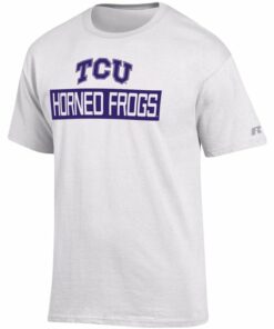 Men's Russell Athletic White TCU Horned Frogs Secondary Color T-Shirt, University Football Fan Shirt, TCU Shirts Gift for Fans
