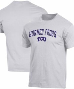 Men's Russell Athletic White TCU Horned Frogs Wordmark Spinner T-Shirt, University Football Fan Shirt, TCU Shirts Gift for Fans