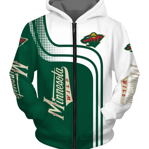 Minnesota Wild Zip Up Hoodie 3D With Hooded Long Sleeve Gifts for Fans