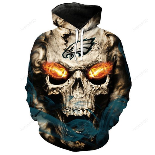 Nfl Philadelphia Eagles Fiery Eagles Football Eyes 3D All Over Print Zip-Up Hoodie Option