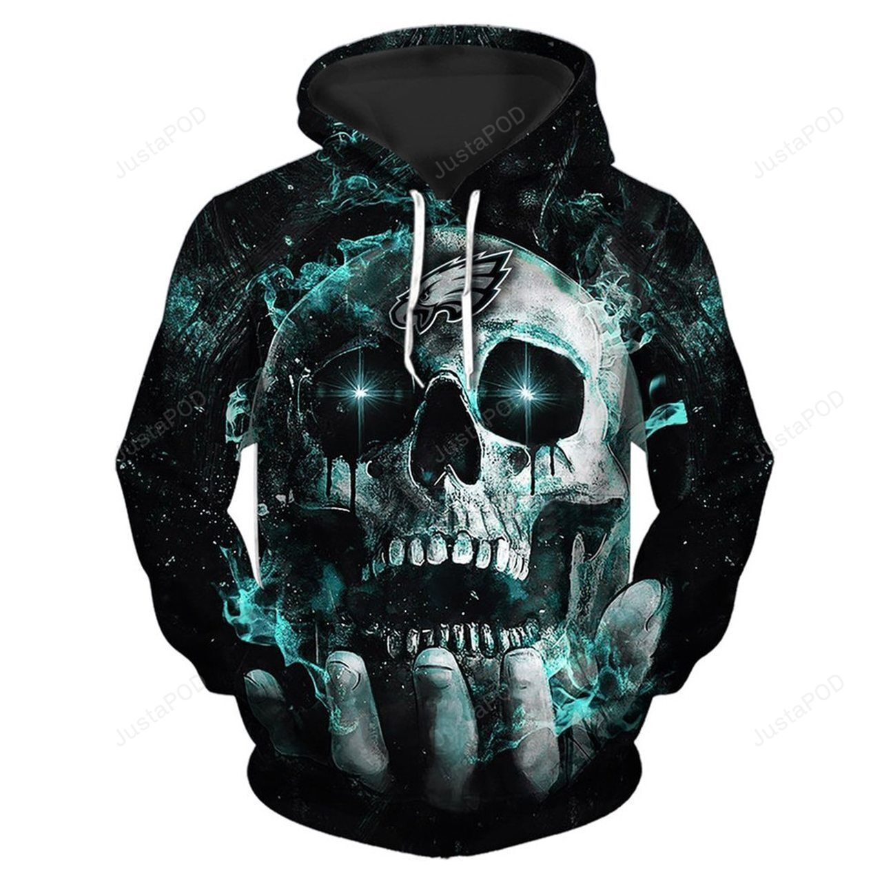 Nfl Philadelphia Eagles Neon Skull Men And Women 3D Hoodie Zip Hoodie Shirt Nfl Philadelphia Eagles 3D All Over Print Zip-Up Hoodie Option