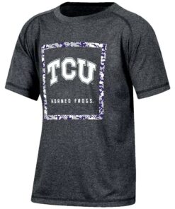 Ncaa TCU Horned Frogs Boys' Gray Poly Pixel T-Shirt TCU Shirt Sweatshirt Hoodie Reprinted Full Size Gifts for NCAA Fans