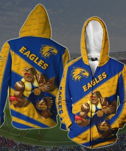 Personalized 3D Printed West Coast Eagles Hoodie - Afl Zip-Up Hoodie