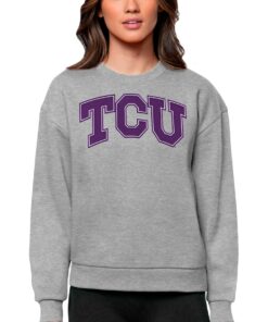 TCU Horned Frogs Antigua Women's Victory Crewneck Pullover Sweatshirt, University Football Fan Shirt, TCU Shirts Gift for Fans