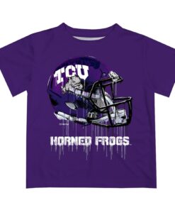 TCU Horned Frogs Original Dripping Football Helmet T-Shirt By Vive La Fete, University Football Fan Shirt, TCU Shirts Gift for Fans