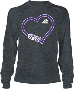 TCU Horned Frogs T-Shirt - Heart TCU Shirt Sweatshirt Hoodie Reprinted Full Size Gifts for NCAA Fans