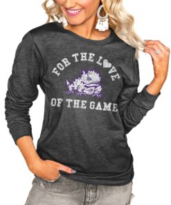 TCU Horned Frogs Women's For The Love Luxe Boyfriend Long Sleeve T-Shirt, University Football Fan Shirt, TCU Shirts Gift for Fans