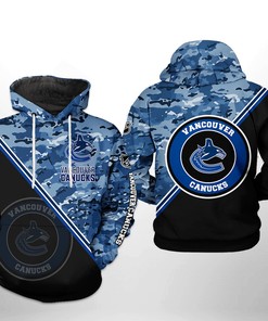 Vancouver Canucks Nhl Camo Team 3D All Over Print Zip-Up Hoodie Option