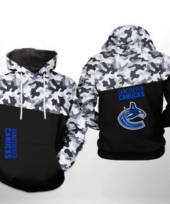 Vancouver Canucks Nhl Camo Veteran 3D All Over Print Zip-Up Hoodie Option