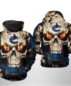 Vancouver Canucks Nhl Skull 3D All Over Print Zip-Up Hoodie Option