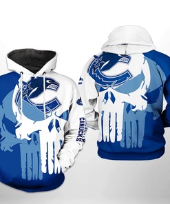Vancouver Canucks Nhl Team Skull 3D All Over Print Zip-Up Hoodie Option
