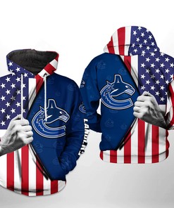 Vancouver Canucks Nhl Us Flag 3D All Over Print Zip-Up Hoodie Option