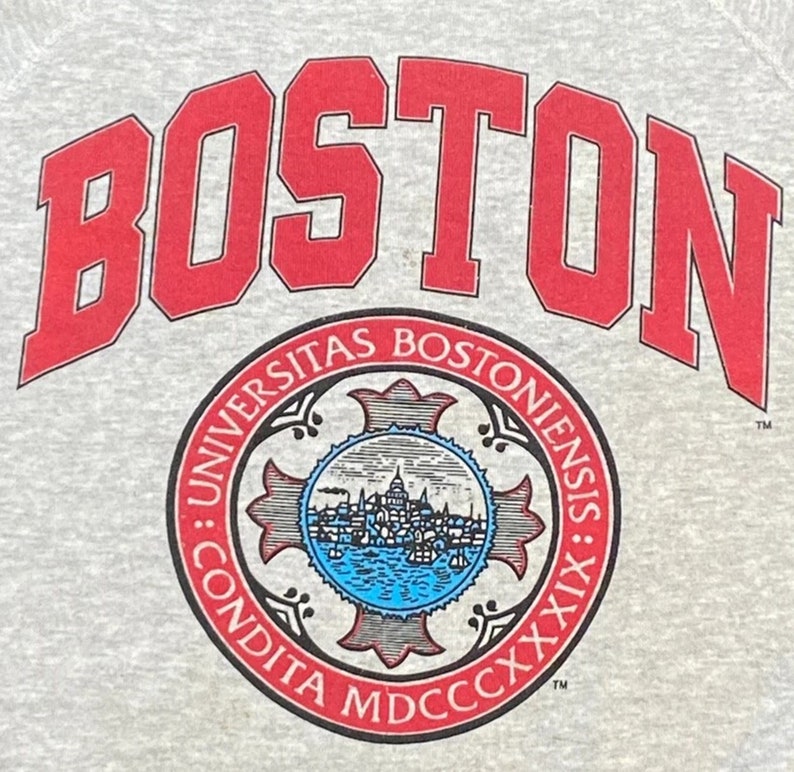 Vintage Style 1990s Boston University Crewneck Sweatshirt, Vintage Style 90s Shirt, Gift For Her, Gift For Him