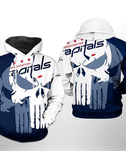 Washington Capitals Nhl Team Skull 3D All Over Print Zip-Up Hoodie Option