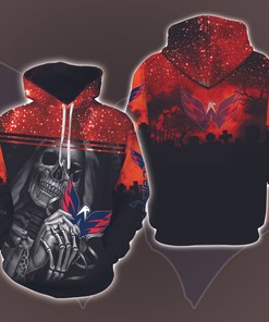 Washington Capitals Skull Halloween 3D Hoodie Zip Hoodie, Nhl 3D All Over Print Hoodie Zip Hoodie