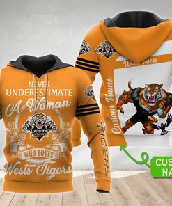 Wests Tigers Personalized A Women Loves Tigers 3D Hoodie Zip Hoodie, Nrl 3D All Over Print Hoodie Zip Hoodie