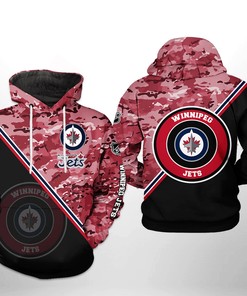 Winnipeg Jets Nhl Camo Team 3D All Over Print Zip-Up Hoodie Option