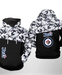 Winnipeg Jets Nhl Camo Veteran 3D All Over Print Zip-Up Hoodie Option