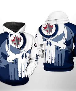 Winnipeg Jets Nhl Team Skull 3D All Over Print Zip-Up Hoodie Option