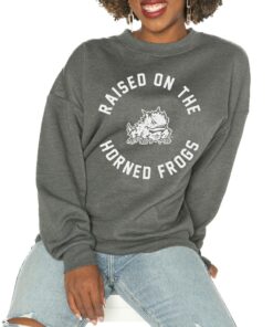 Women's Gameday Couture Charcoal TCU Horned Frogs Good Vibes Premium Fleece Drop Shoulder Pullover Sweatshirt