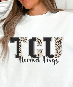Womens TCU Football Sweatshirt, Cheetah TCU Shirt, Horned Frogs Sweatshirt, Trendy Football Shirt