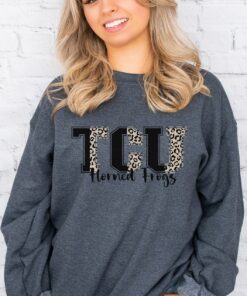 Womens TCU Football Sweatshirt, Cheetah TCU Shirt, Horned Frogs Sweatshirt, Trendy Football Shirt