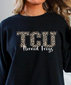 Womens TCU Sweatshirt, Leopard TCU Shirt, Horned Frogs Sweatshirt, TCU Football Shirt, University Football Fan Shirt, TCU Shirts Gift for Fans