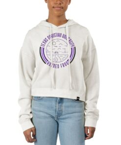 Women's White TCU Horned Frogs Pigment Dyed Fleece Crop Hoodie, University Football Fan Shirt, TCU Shirts Gift for Fans