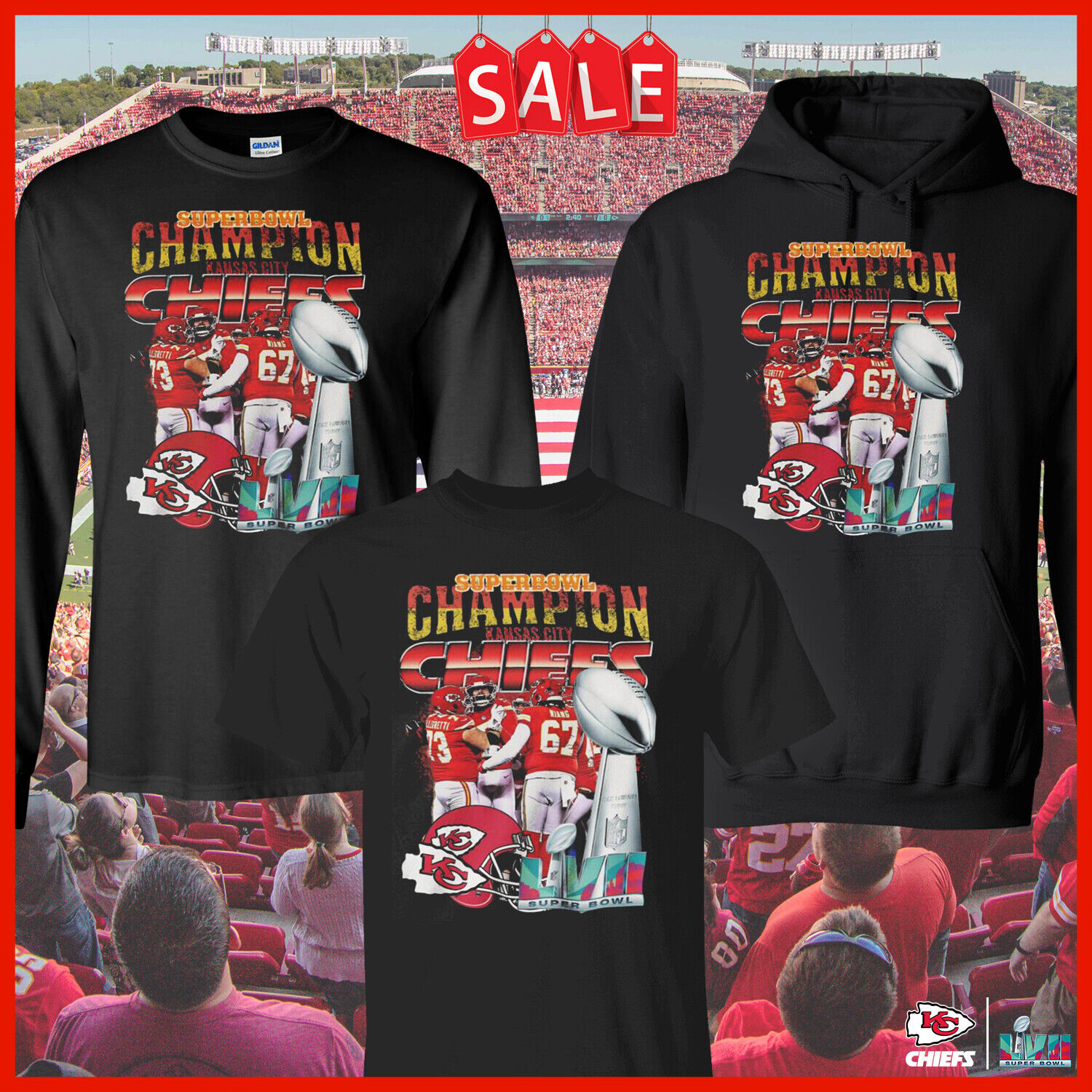 2023 Super Bowl LVII Kansas City Chiefs Champions Football T-shirt For Fan #26
