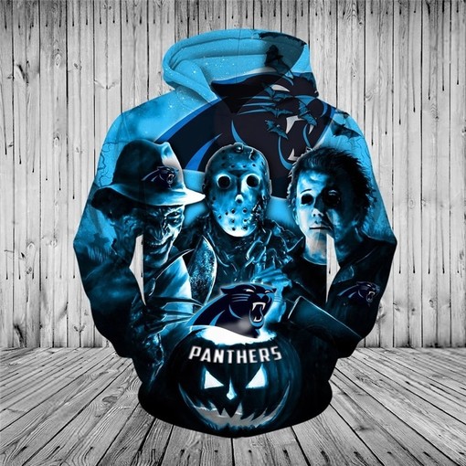 Carolina Panthers Hoodie 3D Horror Night Halloween Pullover Nfl