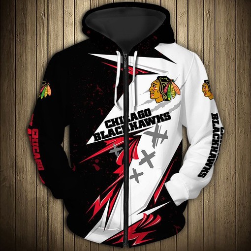 Chicago Blackhawks Hoodie 3D Thunder Design Pullover Nhl