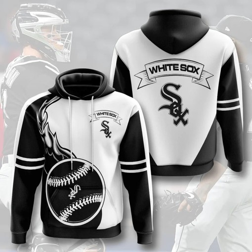 Chicago White Sox Hoodie 3D Zip Hoodie Flame Balls Graphic Gifts for Fans