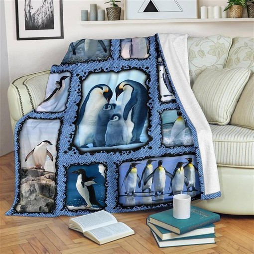 Family Penguin Penguin Lover Sherpa Fleece Blanket Gifts for Family, for Couple