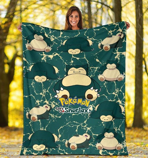 Let's Go Snorlax Funny Idea Poke Lazy Sherpa Fleece Blanket Gifts for Family, for Couple