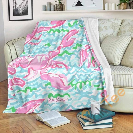 Lobstah Roll Lilly Pulitzer Sherpa Fleece Blanket Gifts for Family, for Couple