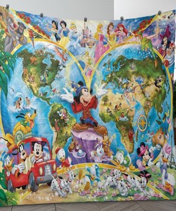 Mickey Mouse And Disney All Characters Fan Gift, Disney Map Quilt Blanket, Magic Mickey Mouse Quilt Blanket