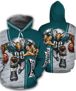 Philadelphia Eagles Hoodie 3D Mascot Design Gift for Fans