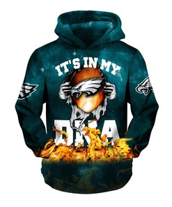Philadelphia Eagles Hoodie 3D With Quote In My Dna Gifts for Fans