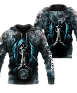 Philadelphia Eagles Hoodie 3D Zip Hoodie Death Smoke Graphic Gifts for Fans