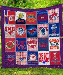 Smu Mustangs Ncaa Quilt Blanket Bedding Set for Home Décor